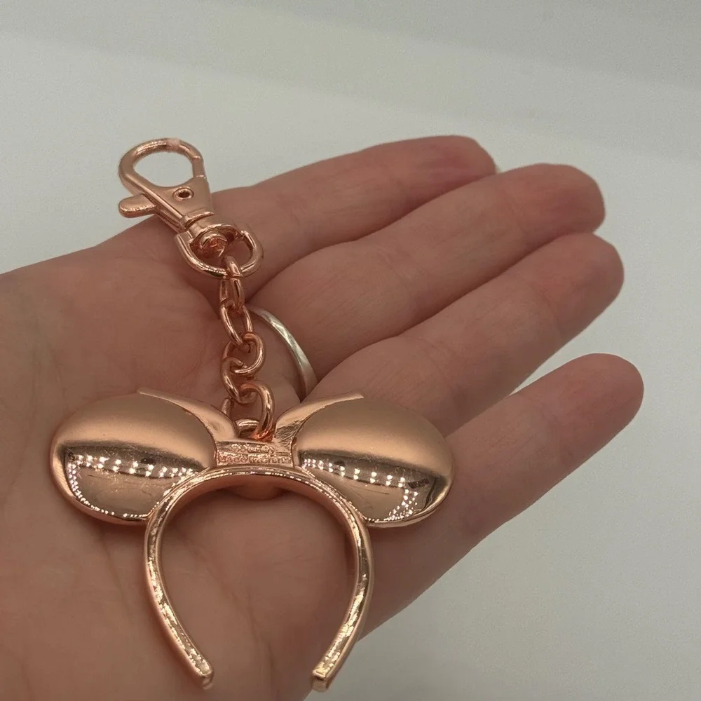 Disney parks minnie mouse rose gold ear headband keychain anchor-patterned bow